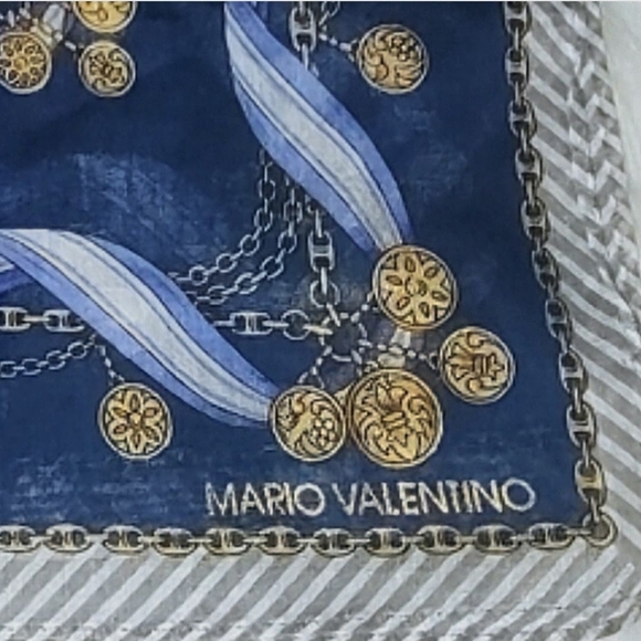 Mario Valentino Accessories - Mario Valentino Navy and Gold Patterned Scarf (NWOT)